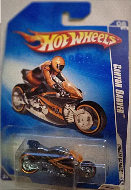 2009 Hot Wheels Canyon Carver Orange/Black Diecast Motorcycle New Sealed