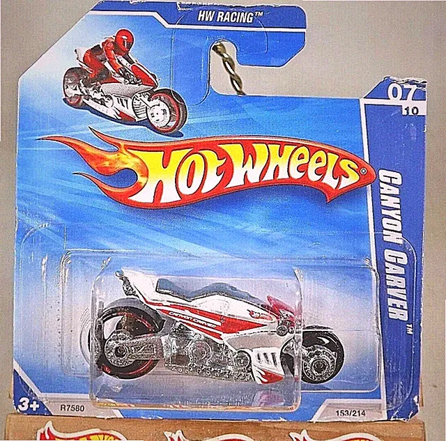 2010 Hot Wheels #153 HW Racing 7/10 CANYON CARVER White w/Black MC3Sp Short Card