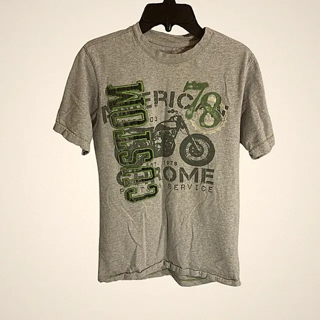 Canyon River Blue Boys Tshirt Size Medium 10 12 Gray Motorcycle Cotton Preowned