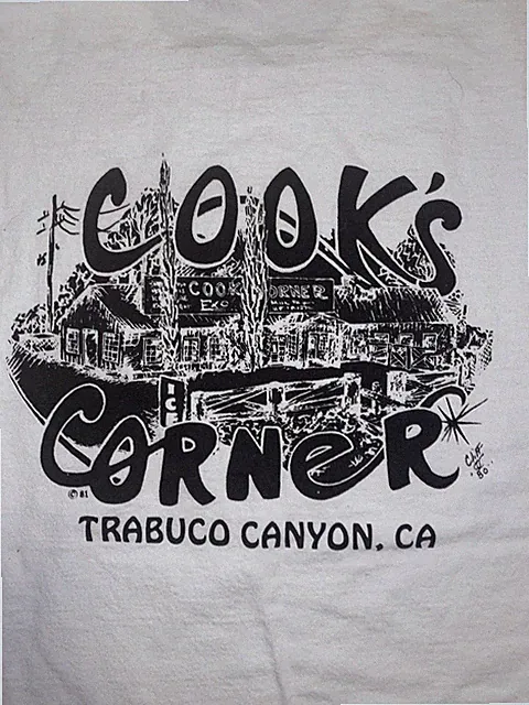 Cooks Corner Trabuco Canyon T-Shirt XL White Biker Bar Long Sleeve OC