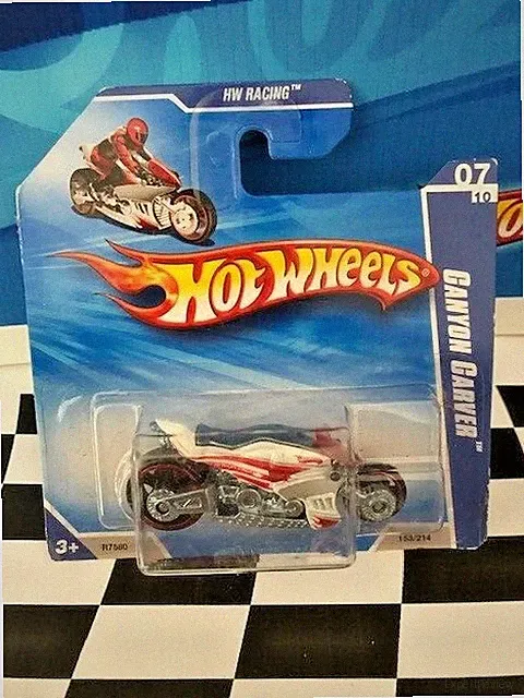 Hot Wheels 2010 HW Racing 7/10 153 Canyon Carver Motorcycle SILVER Short Card