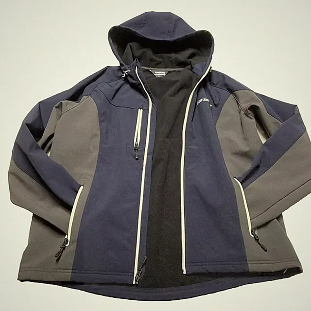 Landway Men's Medium Navy/Gray Hood Soft Shell Full-Zip Fleece Lined Golf Jacket