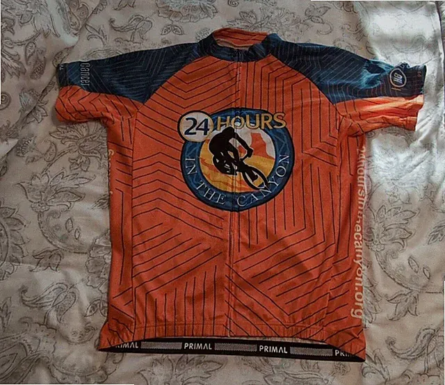 Mens L Cycling Jersey24 Hours Canyon Zip Shirt Bicycle Cancer Orange