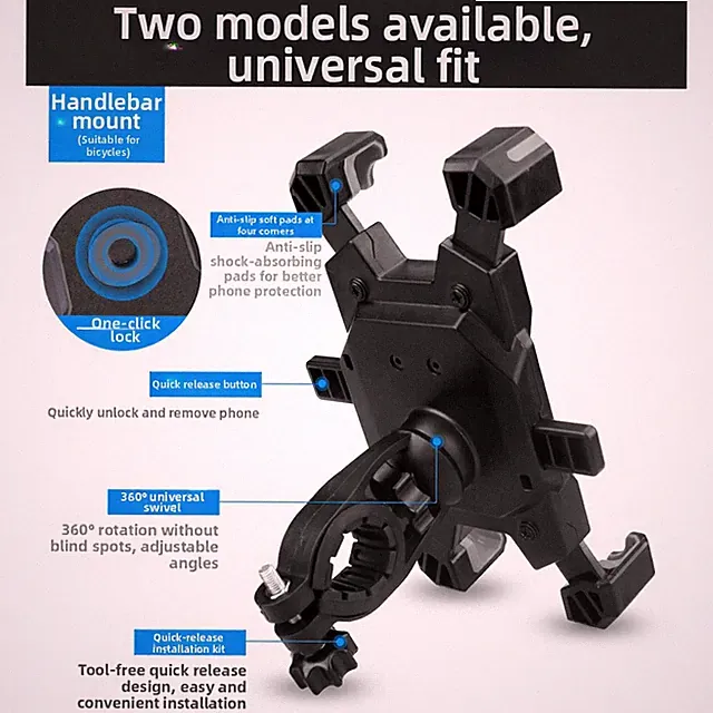 Mountain Bike Phone Holder with Simple Mounting Mechanism for Quick Setup