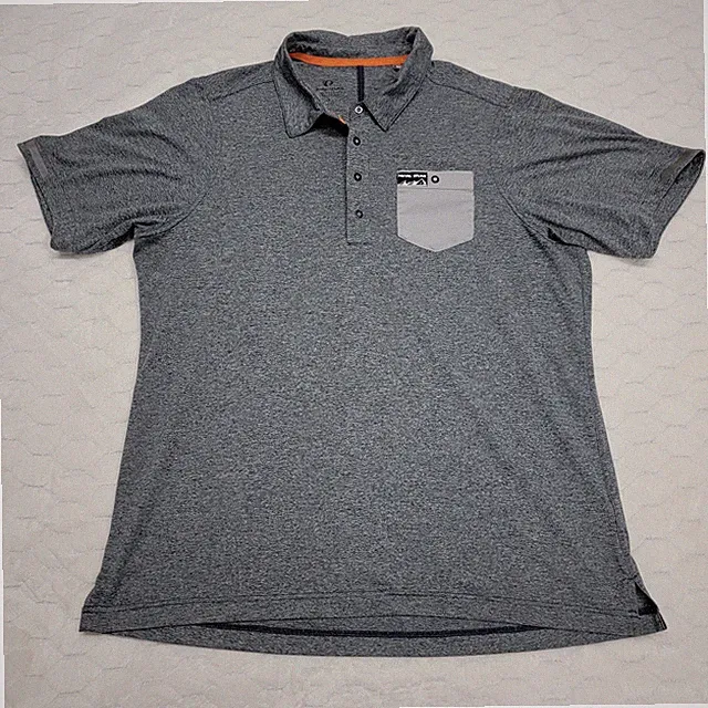 Pearl Izumi Canyon Polo Cycling Shirt Mens Large Gray Short Sleeve Bike Jersey