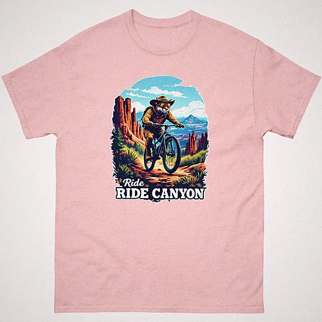 Ride Ride Canyon Mountain Lion Fun USA Bike Cycling Animal T-Shirt