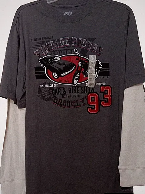 VTG Riders Long Sleeve Shirt Canyon River Blues XL 18-20 Cars Bikers Chopper NWT